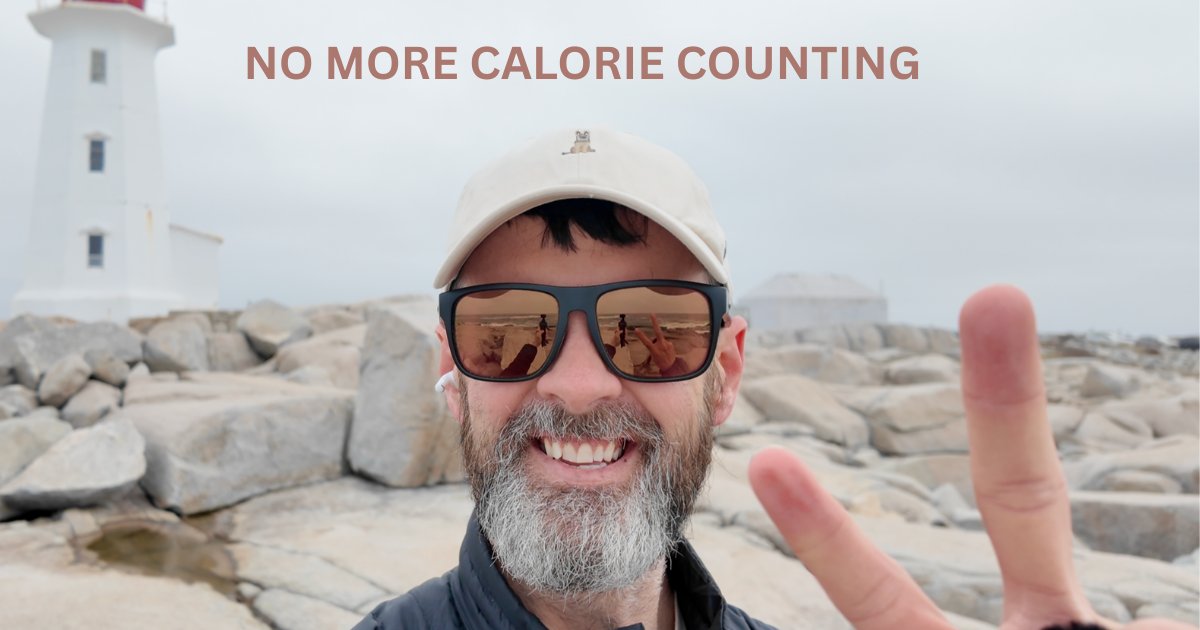 Tyler Brown, who lost over 90 pounds without counting calories, at the Peggy's Cove lighthouse