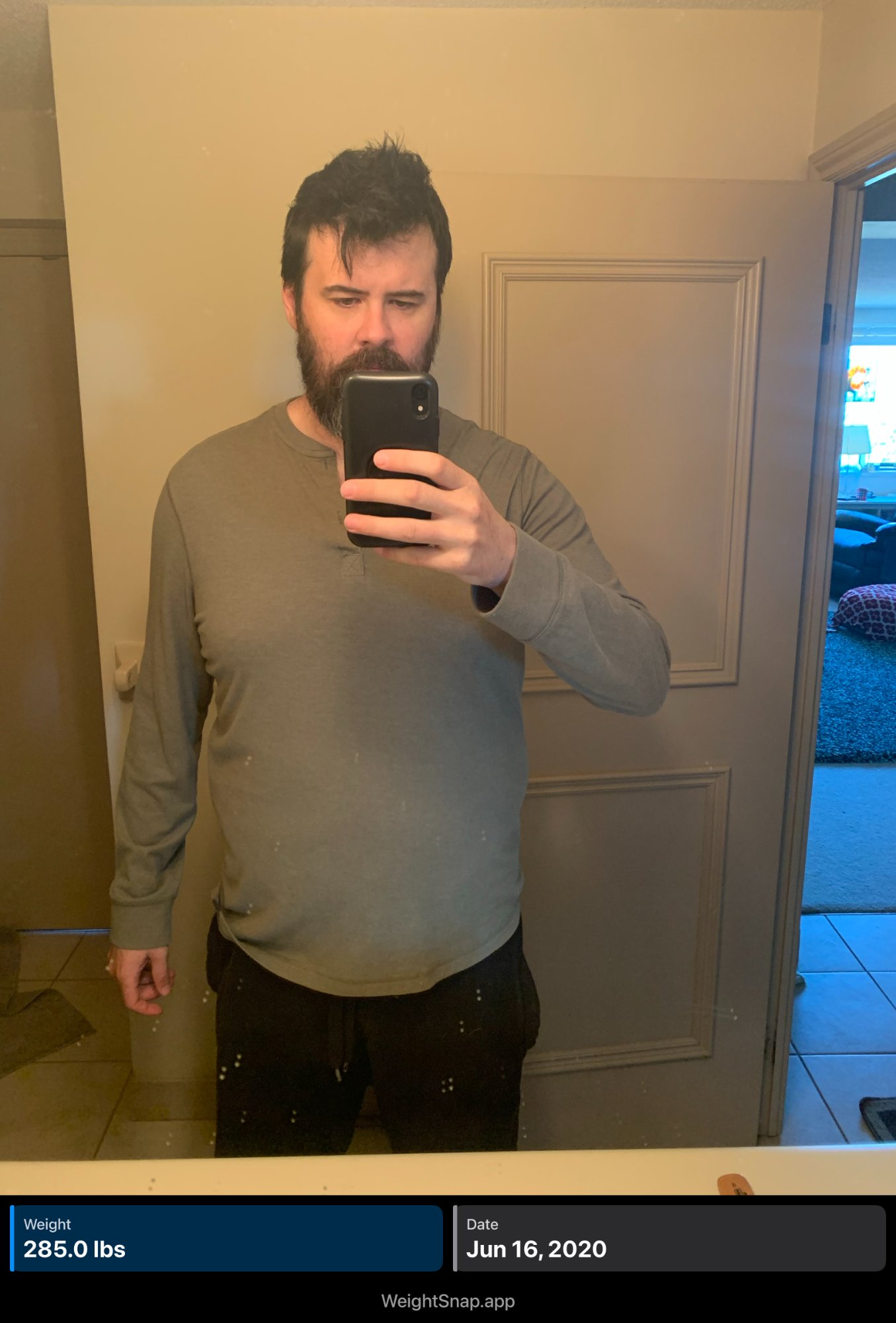 Progress photo June 2020 - 285lbs